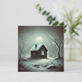 Strange Dark House Snowy Winter Night Kaart (Staand voorkant)
