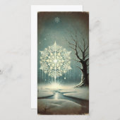 Strange Dark Snowy Winter Night Snow Flake Kaart (Voorkant / Achterkant)