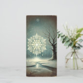 Strange Dark Snowy Winter Night Snow Flake Kaart (Staand voorkant)