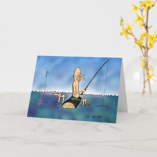 Strange Day Vist Cartoon-vogelkaart Kaart (Gele Bloem)