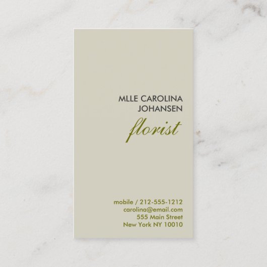 STRANGE FLOWERS TAN/GREY Visitekaartje (Achterkant)