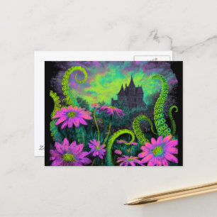 Strange Garden Blacklight Art Style Briefkaart