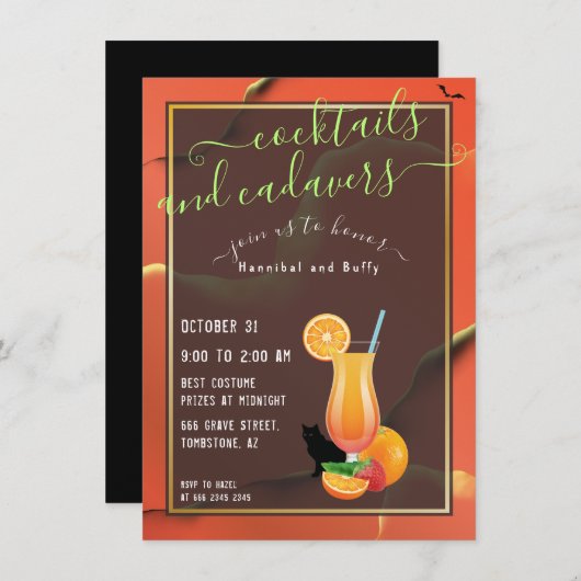 Strange Halloween Parody Cocktails en Cadavers Kaart (Voorkant / Achterkant)