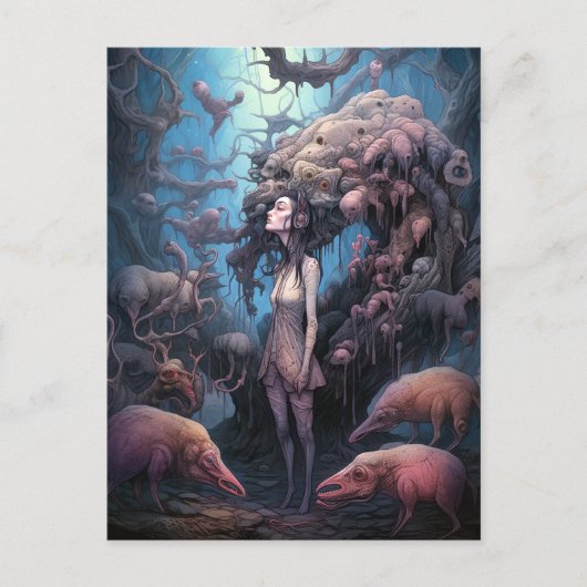 Strange Mutated Woman Surreal Art Briefkaart (Voorkant)