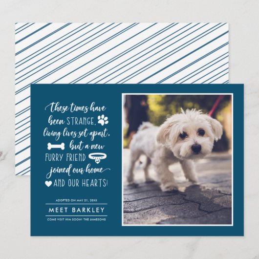 Strange Times New Pet Photo Notice| Blauw Feestdagenkaart (Voorkant / Achterkant)