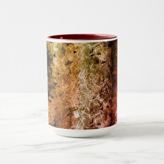 Strange vezeltextuur en vuil of verbrand mok (Midden)