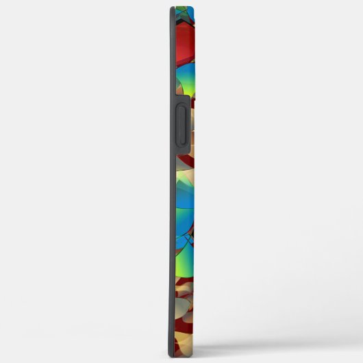 Strange virtual flowers, bluish petals on dark red Case-Mate iPhone case (Achterkant / Rechts)