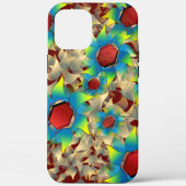 Strange virtual flowers, bluish petals on dark red Case-Mate iPhone case (Achterkant)