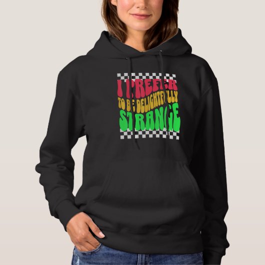 Strange Weird Friends Humorous Odd Checkerboard Re Hoodie (Voorkant)