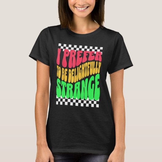 Strange Weird Friends Humorous Odd Checkerboard Re T-shirt (Voorkant)