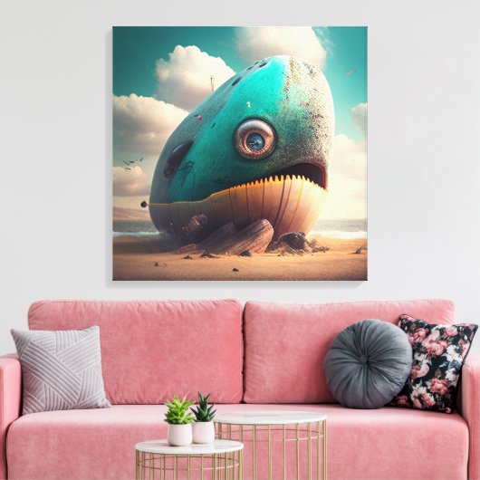 Strange Whale Canvas Afdruk (Insitu (Woonkamer))