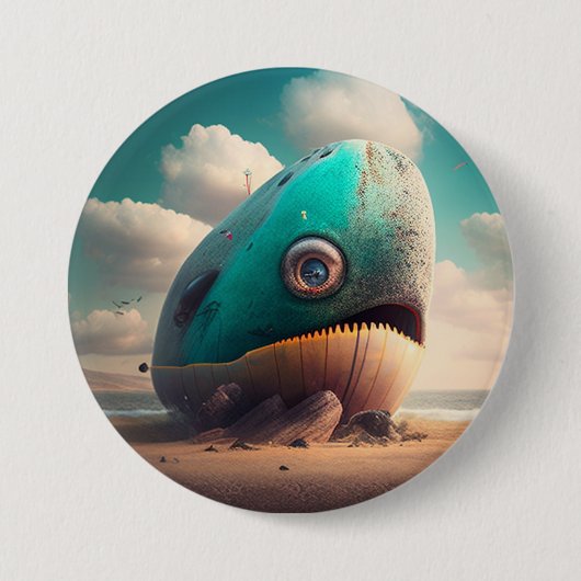 Strange Whale Ronde Button 7,6 Cm (Voorkant)