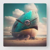 Strange Whale Vierkante Klok (Voorkant)