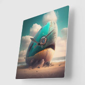 Strange Whale Vierkante Klok (Hoek)