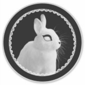 Strange White Bunny Kiss-Cut Vinyl Sticker (Voorkant)