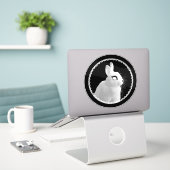 Strange White Bunny Kiss-Cut Vinyl Sticker (Laptop op bureau)