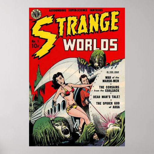 STRANGE WORLDS Science Fiction Comic Book Hoesje Poster (Voorkant)