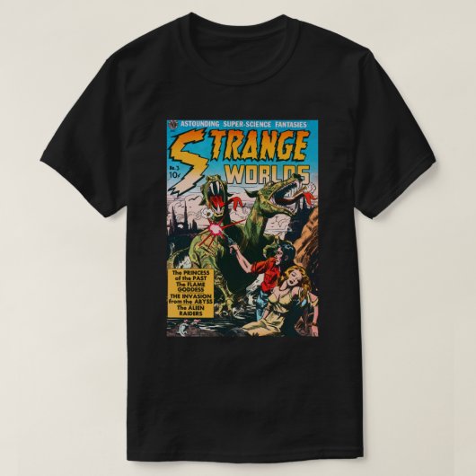 Strange Worlds Verbazingwekkende Super Science Fan T-shirt (Design voorkant)