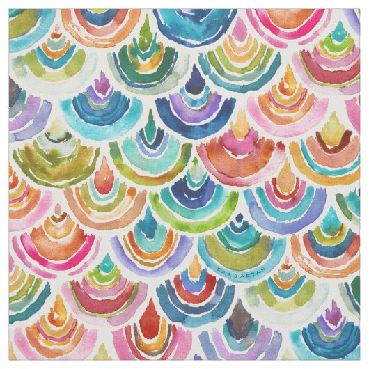STRANGEBOW Rainbow Fish Scale Bold Print Stof (Swatch)