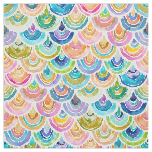 StrANGEBOW Rainbow Waterverf Fish Scale Stof (Swatch)
