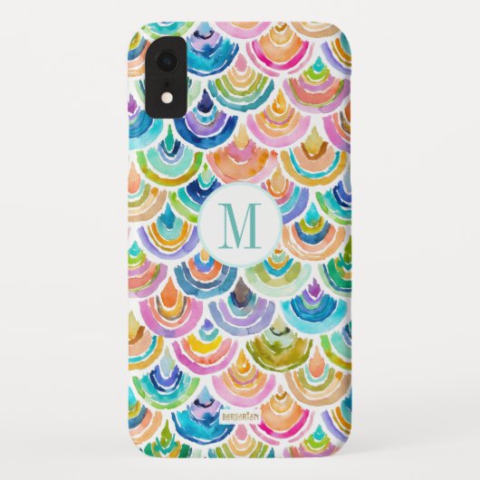STRANGEBOW Waterverf Rainbow Mermaid Fish Scale Case-Mate iPhone Case (Achterkant)