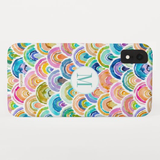 STRANGEBOW Waterverf Rainbow Mermaid Fish Scale Case-Mate iPhone Case (Achterkant (horizontaal))