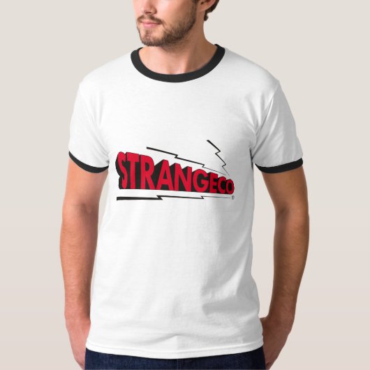STRANGECO LOGO Ringer T-shirt (rood/zwart) (Voorkant)