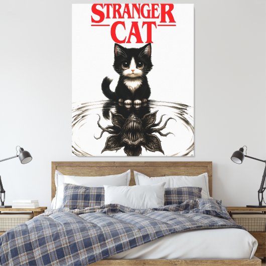stranger cat canvas afdruk (Insitu (Slaapkamer))