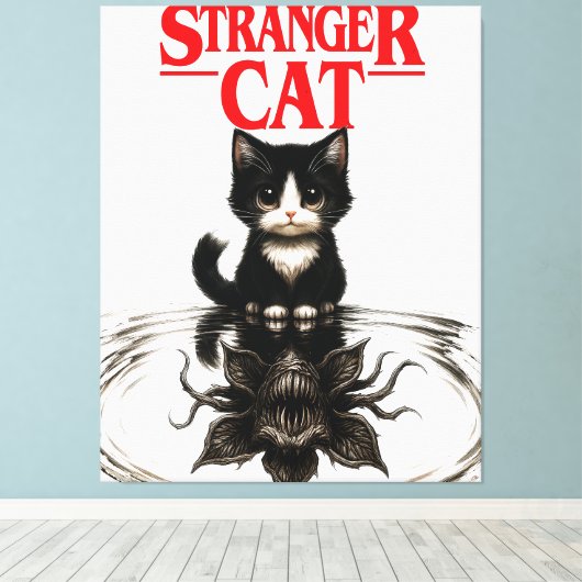 stranger cat canvas afdruk (Insitu (Houten vloer))