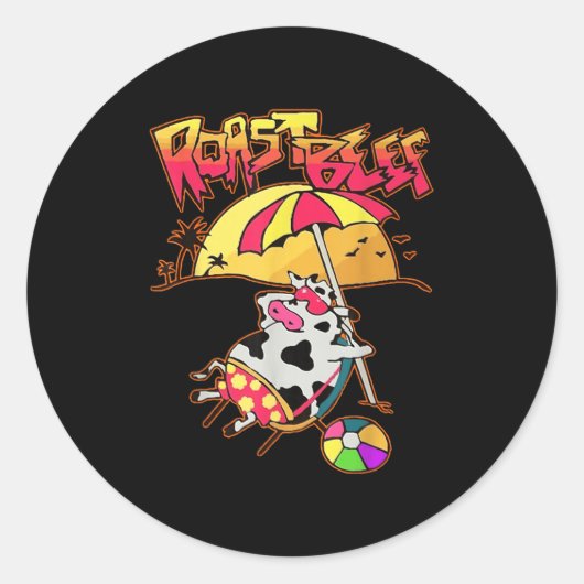 Stranger Dustin Love Roast Beef Beach Koe Tv Parod Ronde Sticker (Voorkant)
