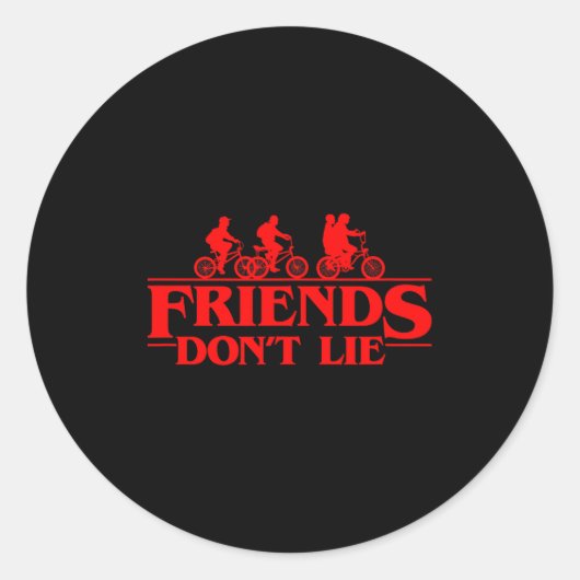 Stranger Things Group Shot Red Friends Don't Lie  Ronde Sticker (Voorkant)