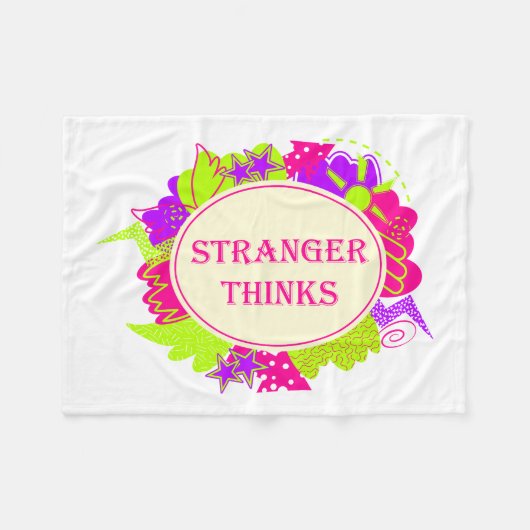 Stranger thinks quote in 80s tv show style fleece deken (Voorkant (Horizontaal))