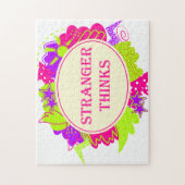 Stranger thinks quote in 80s tv show style legpuzzel (Verticaal)