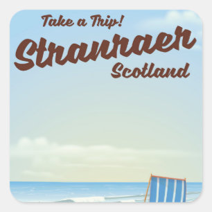 Stranraer Scotland vintage reisreisreisje poster Vierkante Sticker