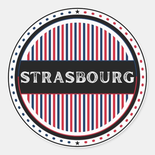 Strasbourg City Pride Embleem – Franse identiteit Ronde Sticker (Voorkant)