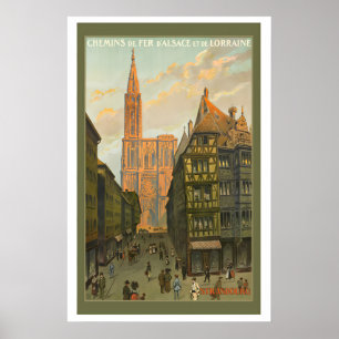 Strasbourg Elzas Frankrijk Vintage Reisposter Poster
