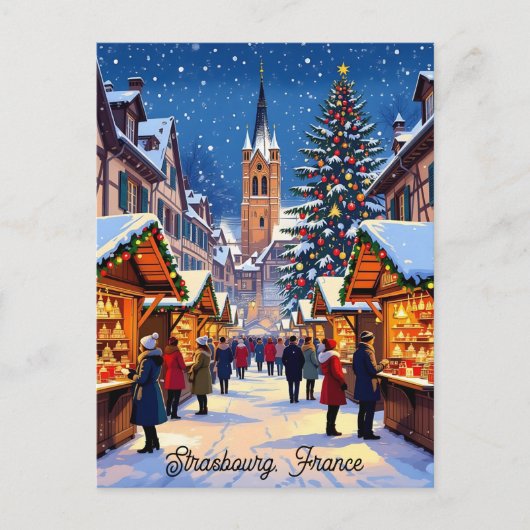 Strasbourg, France Christmas Market Holiday Briefkaart (Voorkant)