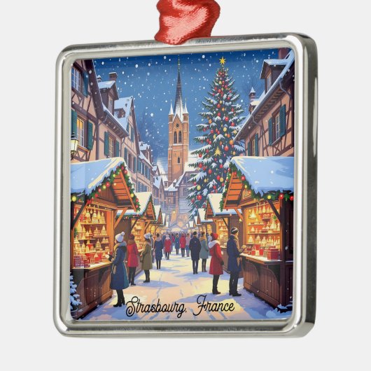 Strasbourg, France Christmas Market Holiday Metalen Ornament (Links)