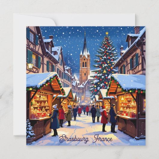 Strasbourg, France Christmas Market Personalized Feestdagenkaart (Voorkant)
