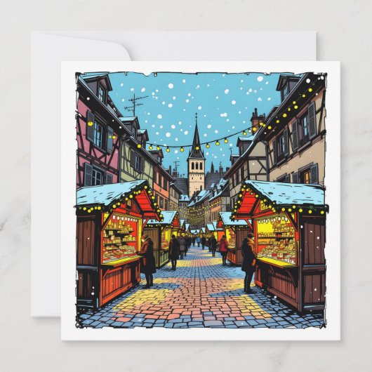 Strasbourg, France Christmas Market Personalized Feestdagenkaart (Voorkant)