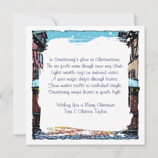 Strasbourg, France Christmas Market Personalized Feestdagenkaart (Achterkant)