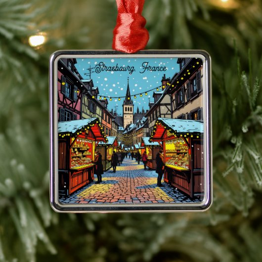 Strasbourg, France Christmas Metalen Ornament (Boom)