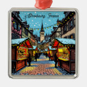 Strasbourg, France Christmas Metalen Ornament (Voorkant)