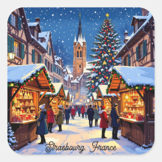Strasbourg, France Christmas Vierkante Sticker