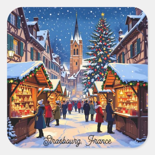 Strasbourg, France Christmas Vierkante Sticker (Voorkant)