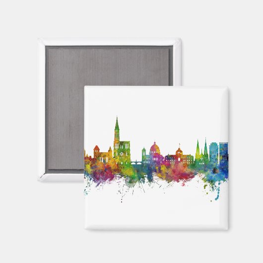 Strasbourg France Skyline Magneet (Voorkant / Achterkant)