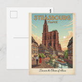 Strasbourg France Travel Art Vintage Briefkaart (Voorkant / Achterkant)