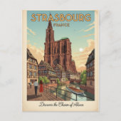 Strasbourg France Travel Art Vintage Briefkaart (Voorkant)