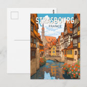 Strasbourg France Travel Art Vintage Briefkaart (Voorkant / Achterkant)