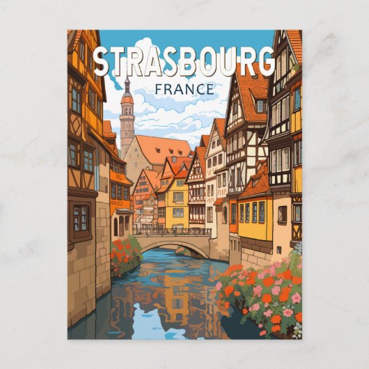 Strasbourg France Travel Art Vintage Briefkaart (Voorkant)